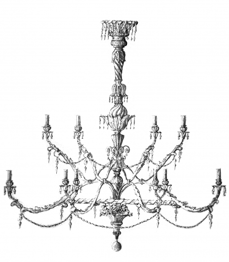 Projekty żyrandoli  Pałac Karola Poznańskiego w Łodzi,  rysunek wykonany ręcznie ołówkiem,
