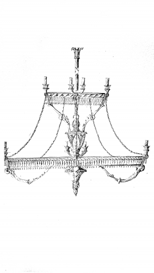 Projekty żyrandoli  Pałac Karola Poznańskiego w Łodzi,  rysunek wykonany ręcznie ołówkiem,