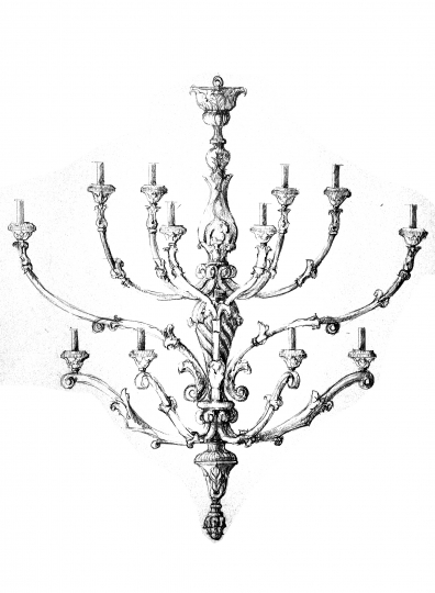 Projekty żyrandoli  Pałac Karola Poznańskiego w Łodzi,  rysunek wykonany ręcznie ołówkiem,