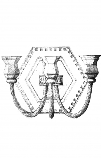 Projekty żyrandoli  Pałac Karola Poznańskiego w Łodzi,  rysunek wykonany ręcznie ołówkiem,