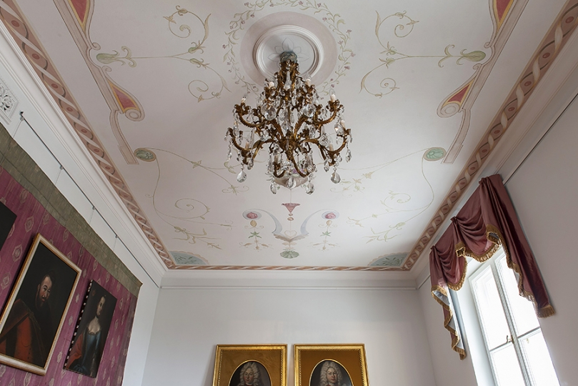 Malowany sufit w pokoju Pana domu w Muzemum w Warce. Projekt KANACH INTERIORS