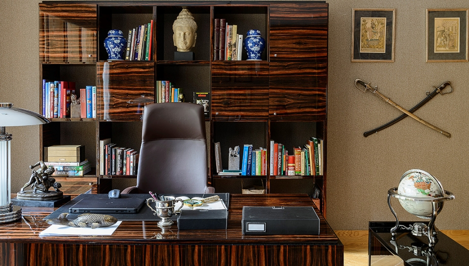 Gabinet z meblami w stylu ART DECO. Projekt wnętrza KANACH INTERIORS