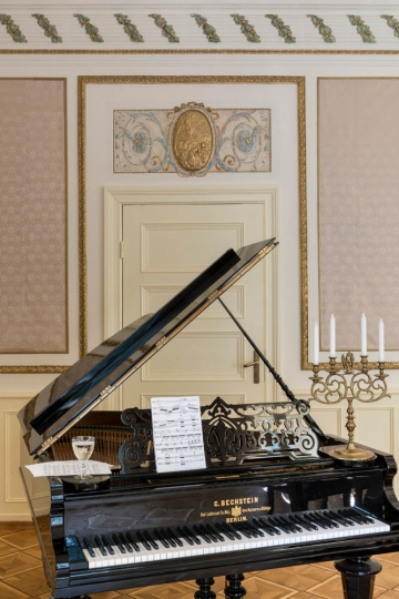 Pałac w Drulitach. Sala główna z fortianem (fragment). Projekt wnętrza Ewa Kanach