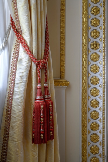 Pałac Prezydencki Krakowskie Przedmieście, Gabinet Prezydenta Rzeczypospolitej Polskiej, Projekt dekoracji okiennych, Pasmanteria marki Houles,