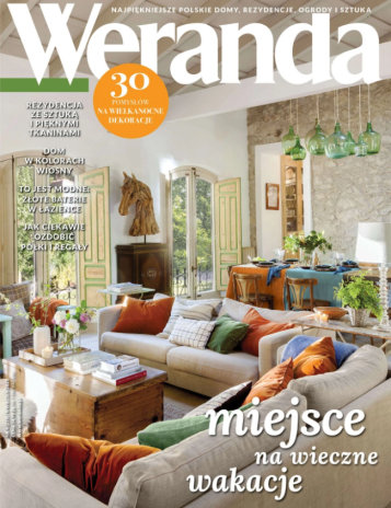 Okładka magazynu wnętrzarskiego Weranda z artykułem o projekcie wnętrz rezydencji klasycznej zrealizowanym przez Ewę Kanach