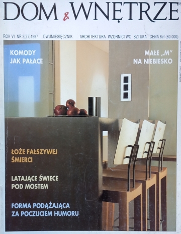 Okładka magazynu wnętrzarskiego DOM I WNĘTRZE z artykułem o projektantach wnętrz - artystach Ewie Kanach-i-Dariuszu Strzelczyku
